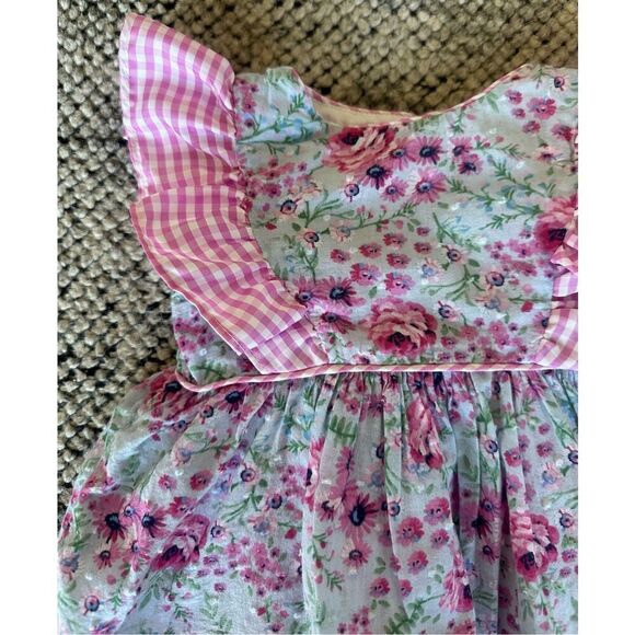 Pastourelle by Pippa & Julie 6-9 Months Baby Girl Floral and Gingham Flutter Sle - Picture 2 of 5